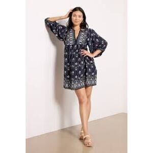 ba&sh Naia Dress Boho Printed Ikat Black Relaxed Mini Flowy Women Medium